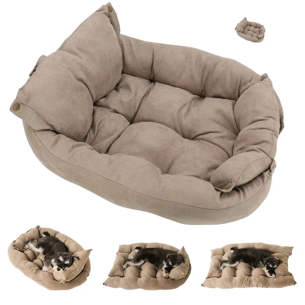 3 - in - 1 Multifunction Dog And Cat Bed Soft Cotton Convertible Pet Mat Brown - MMD NEXA
