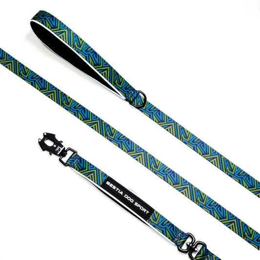 BESTIA DOG SPORT GripPro Leash Blue&Green Print - MMD NEXA