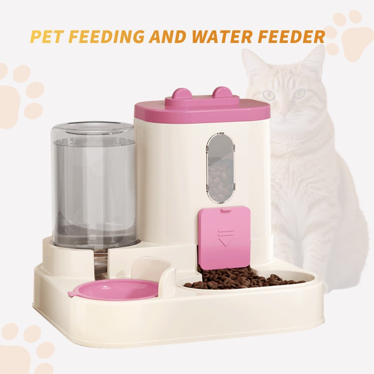 Fully Automatic 2in1 Cat Food Dispenser - Integrated Water And Food Feeding System - Cute Water Dispenser - MMD NEXA