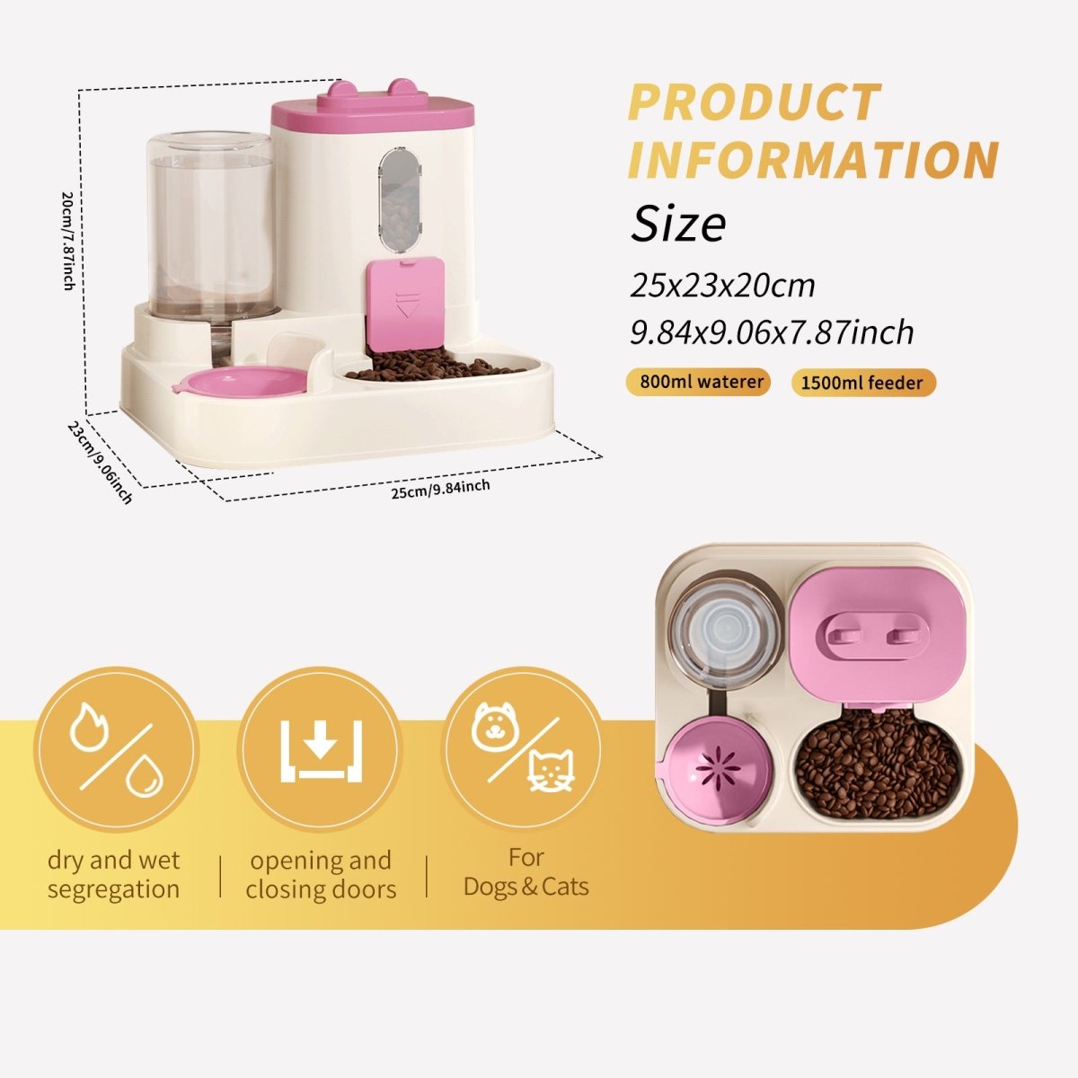 Fully Automatic 2in1 Cat Food Dispenser - Integrated Water And Food Feeding System - Cute Water Dispenser - MMD NEXA