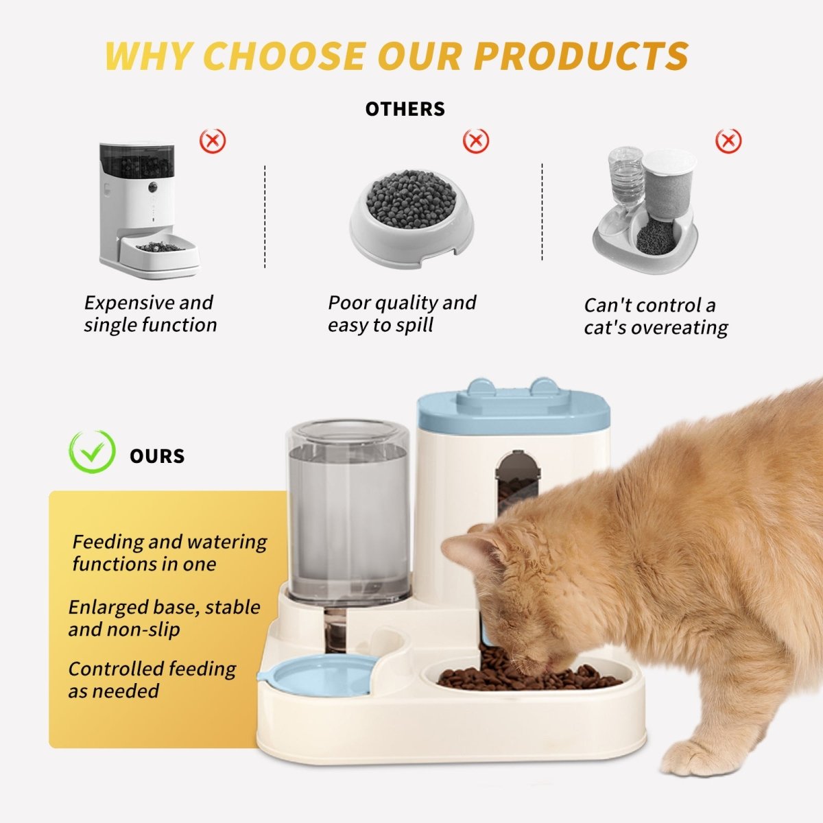 Fully Automatic 2in1 Cat Food Dispenser - Integrated Water And Food Feeding System - Cute Water Dispenser - MMD NEXA