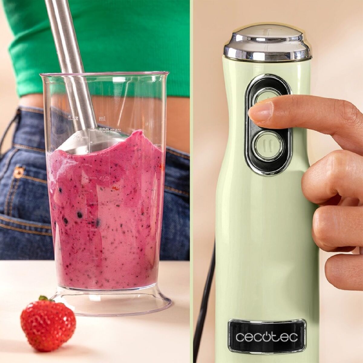 Hand - held Blender Cecotec RetroGreen 1200MAX Green - MMD NEXA