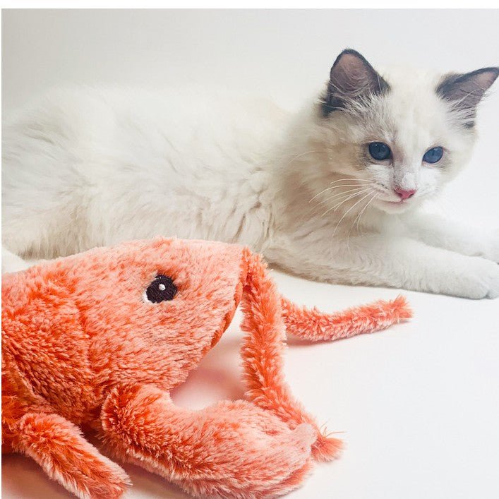 Jucărie Electrică pentru Pisici Tip Crevete/Lobster – Pluș Interactiv care Sare Singur, Reîncărcabilă USB - MMD NEXA