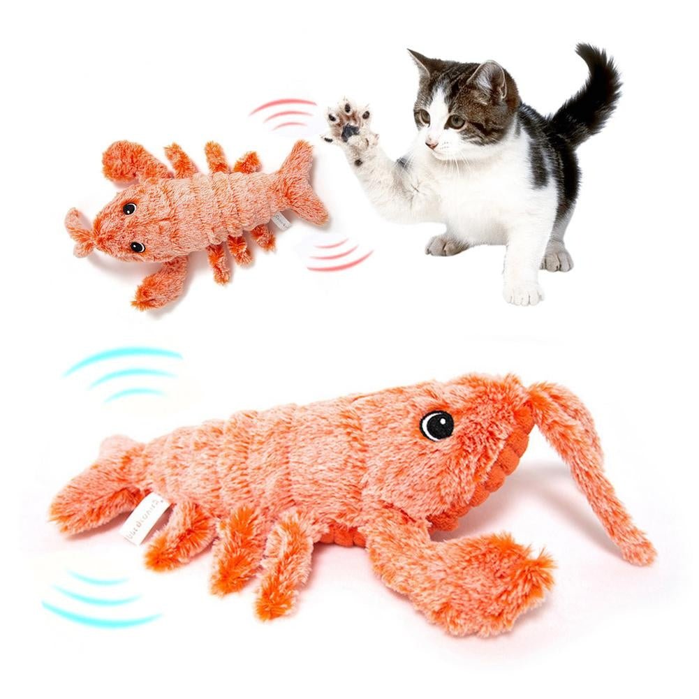 Jucărie Electrică pentru Pisici Tip Crevete/Lobster – Pluș Interactiv care Sare Singur, Reîncărcabilă USB - MMD NEXA