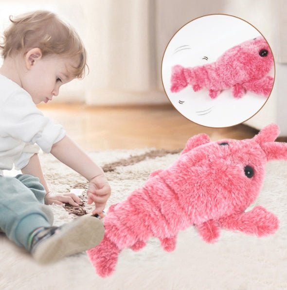 Jucărie Electrică pentru Pisici Tip Crevete/Lobster – Pluș Interactiv care Sare Singur, Reîncărcabilă USB - MMD NEXA