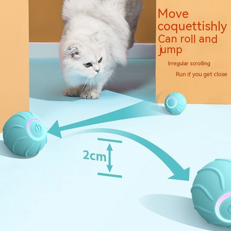 🐱 Jucărie inteligentă pentru pisici – minge automată care sare & se rostogolește (USB) - MMD NEXA